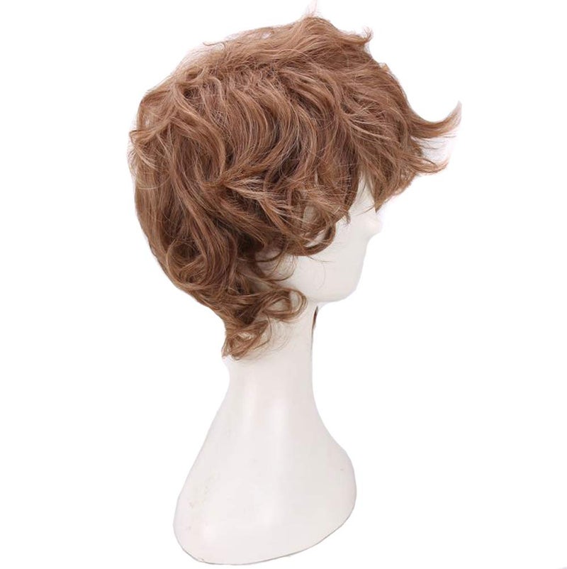 BoMing Man's Short Curly Brown Cosplay Wigs for Halloween Costume - Image 3